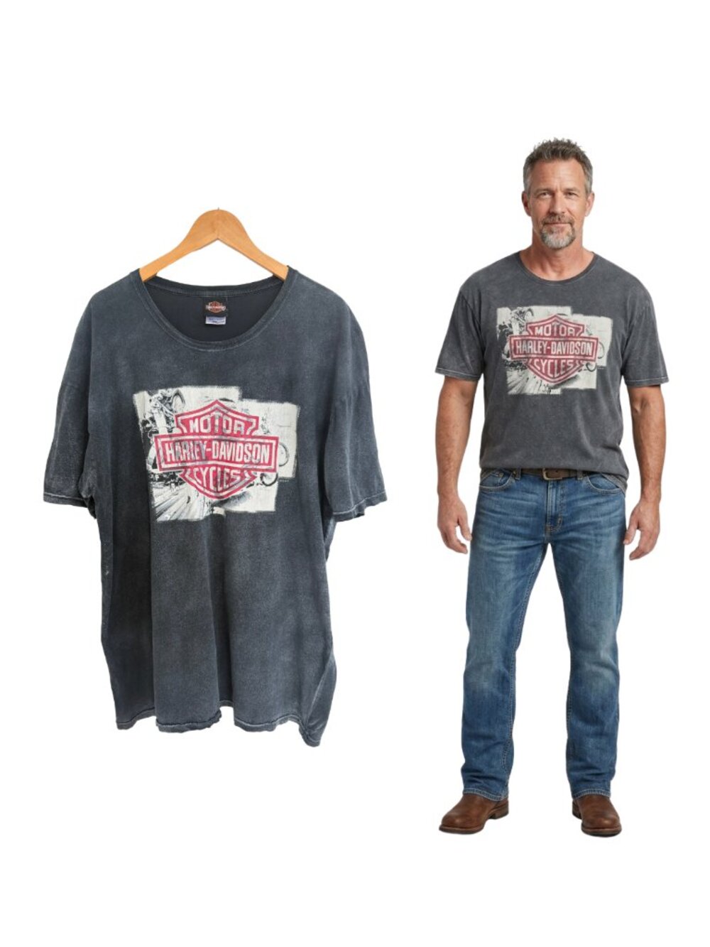 Harley Davidson T-Shirt Men 2XL Washed Black Myrtle Beach South Carolina